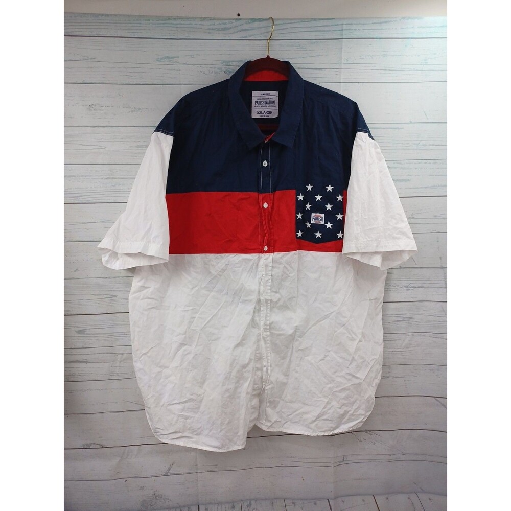Parish Nation American Flag Button Mens 5XL Black Shirt